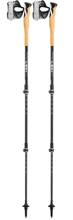 Bâton Leki Cross Trail Lite Carbon 100-135cm Black White Natural Carbon